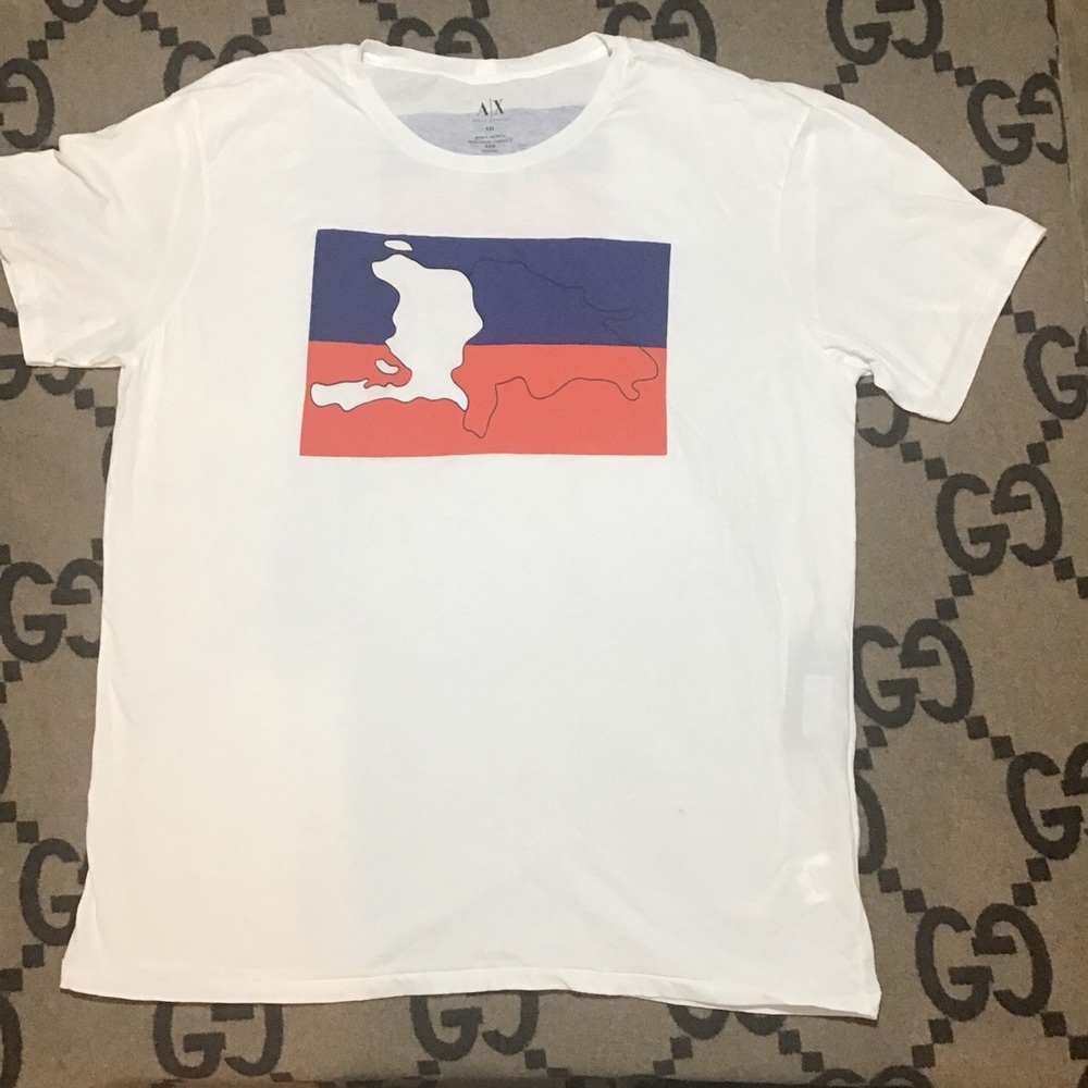 Armani Exchange AX Men’s White short sleeve shirt 👕 with HELP HAITI print